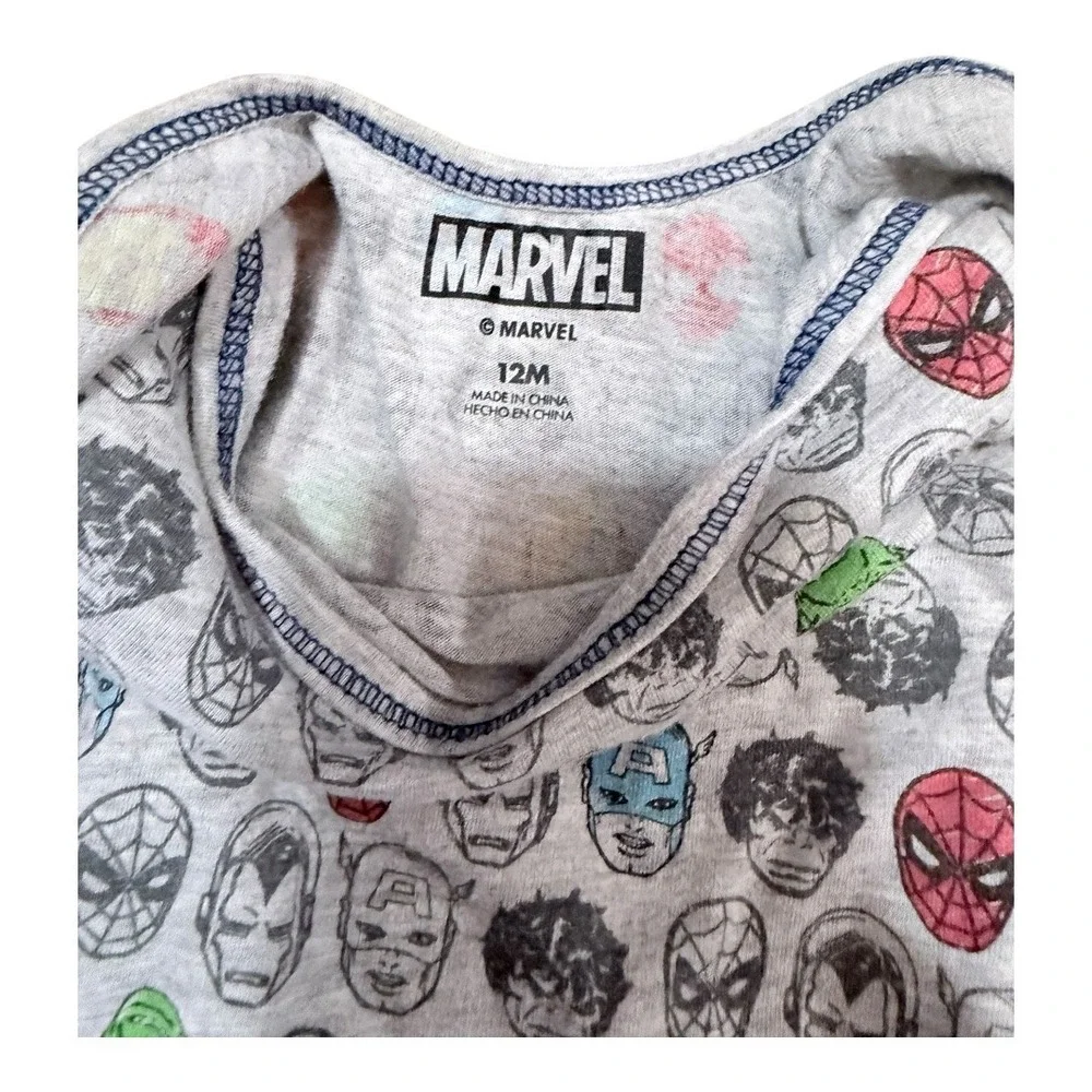 Marvel Star Wars Bodysuit Kids 12M Grogu‎ Captain America Avengers 3PK Gray Blue